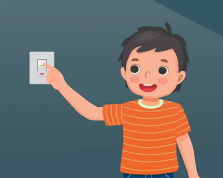 illustration of a child using a light switch