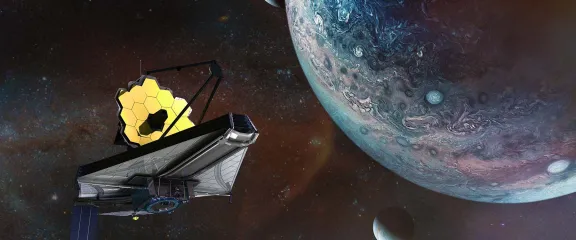 Illustration of the James Webb Space telescope in space