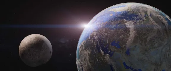 Earth and Moon in space