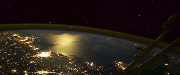 View of lights on earth taken from international space station