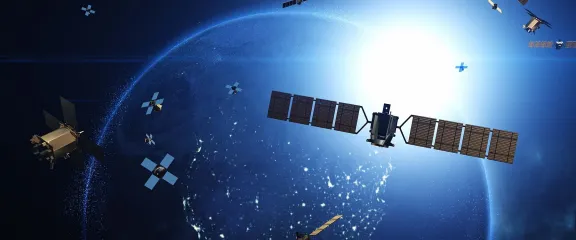 Lots of satellites in space above planet Earth