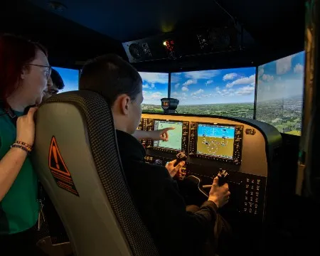 School pupil takes to the virtual skies in Newton Flight Academy simulator 