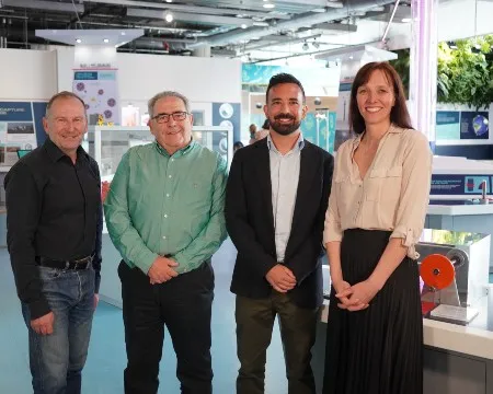 Left to right: Dr Stephen Breslin, John Taylor and Stephen Marcos-Jones, Dr Gillian Lang
