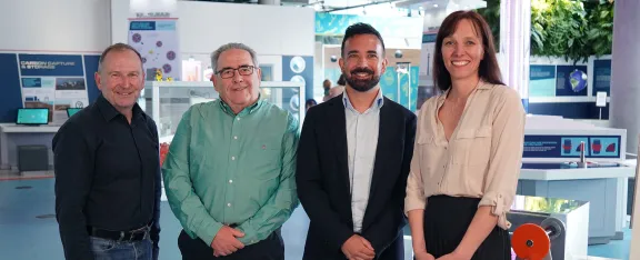 Left to right: Dr Stephen Breslin, John Taylor and Stephen Marcos-Jones, Dr Gillian Lang