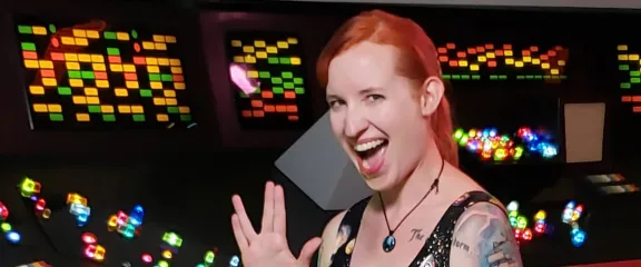 Dr Erin Macdonald on the bridge of the USS Enterprise