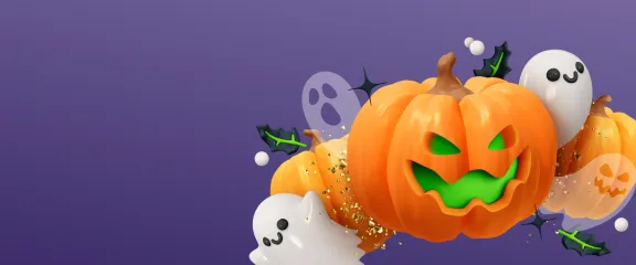 Spooky pumpkin and ghosts.