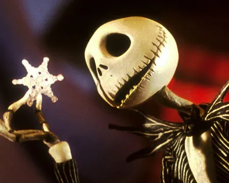 Jack Skellington holding a snowflake 