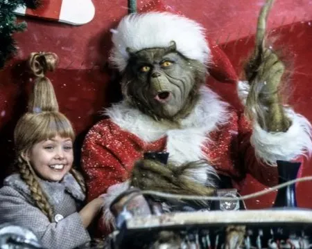 Grinch in his santa outfit