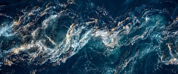 The turbulent surface of the ocean