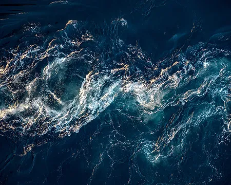 The turbulent surface of the ocean