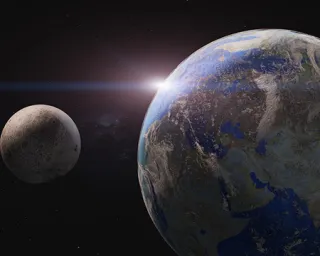 Earth and Moon in space