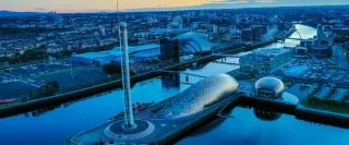 Glasgow Science Centre at sunrise