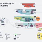A map showing areas and facilities within Glasgow Science Centre