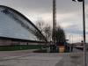 Team work - a view of the box being worked on with the science centre in the background