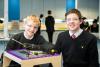 School pupils in an engineering workshop