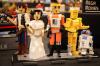 LEGO block figures of Star Wars characters: Han Solo, Princess Leia, Luke in X‑wing suit, C‑3PO and R2‑D2