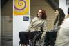 Science Lates. Two women in wheelchairs enjoy optical illusions in A Question of Perception exhibition. Photo: Eoin Carey